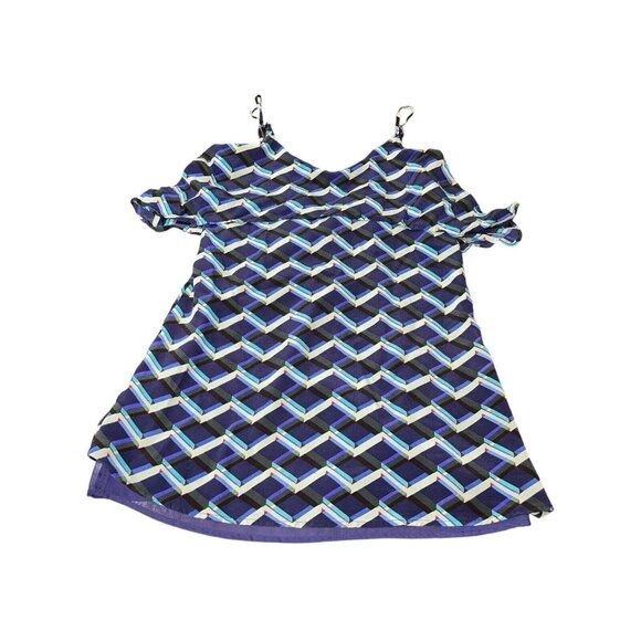 RIELEY Women's Small Geometric Print Mini Dress 100% Silk Polyester Lining READ - Picture 3 of 16